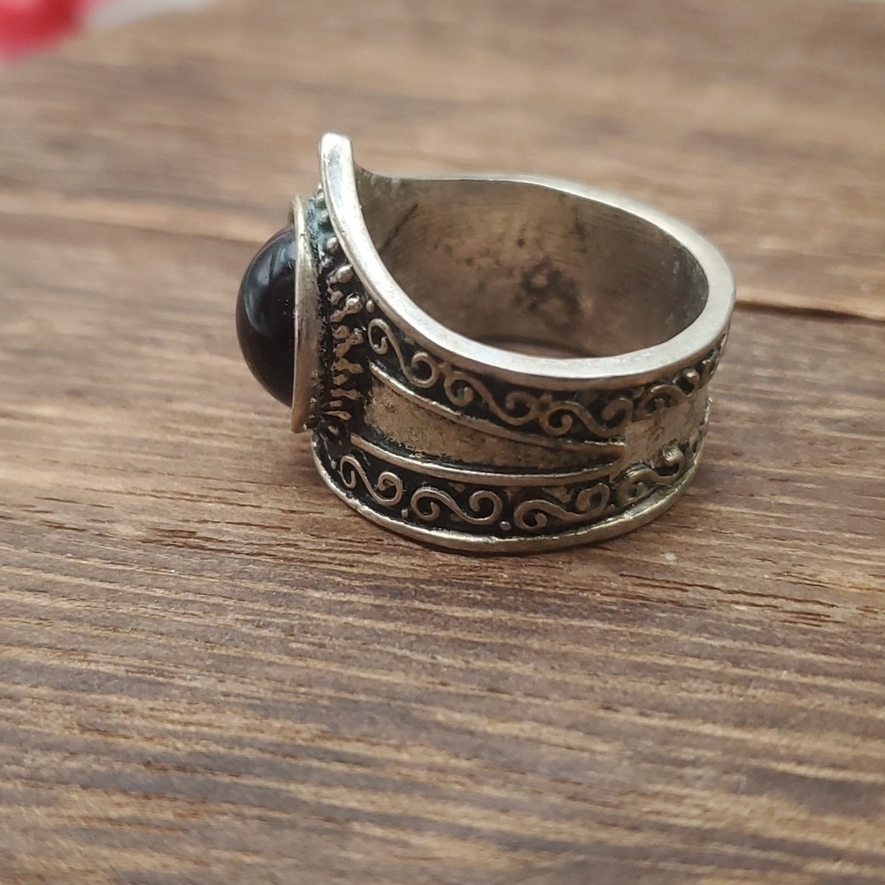 Sterling silver onyx royal ring size 11 R419 - Picture 3 of 5